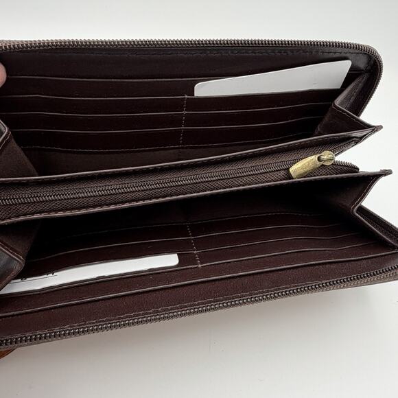 Myra Angelic Tooled Leather Wallet Full Zip Cash Cards Coin RFID Block NWT - Picture 8 of 14